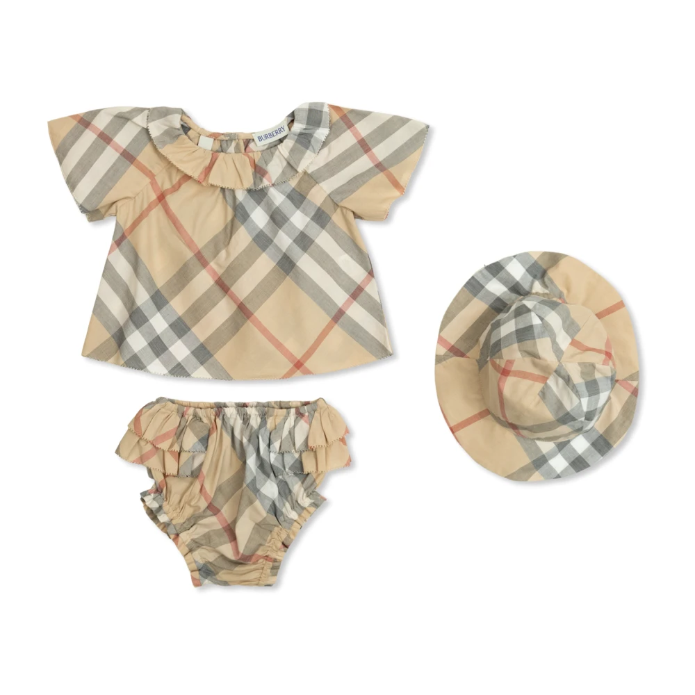 Burberry Set: klänning, trosor och hatt Beige, Unisex