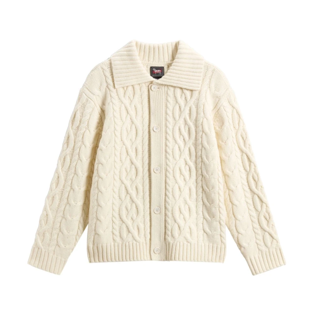 Woolrich Kabelgebreid Wit Trui White Heren