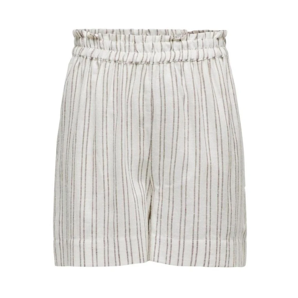 Only Beige Linnen Bermuda Shorts Beige Dames
