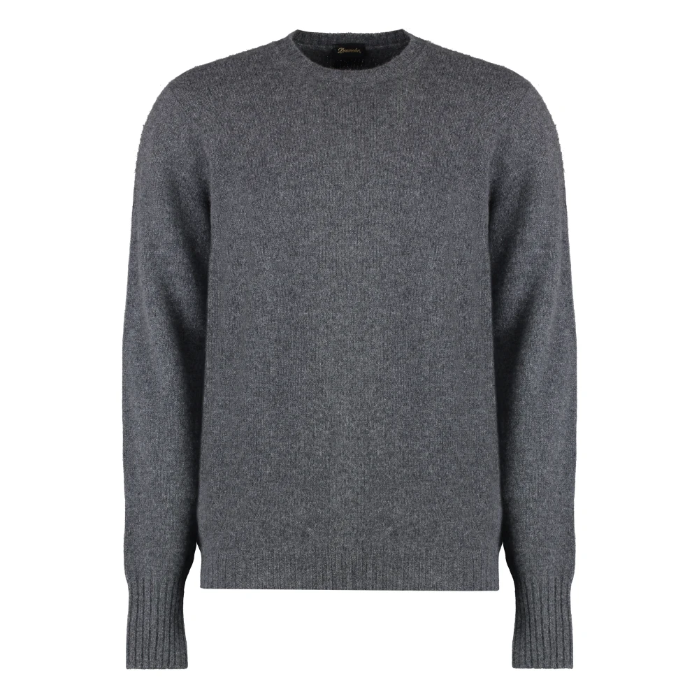 Drumohr Kasjmier Crew-neck Sweater Geribbelde Gebreid Gray Heren