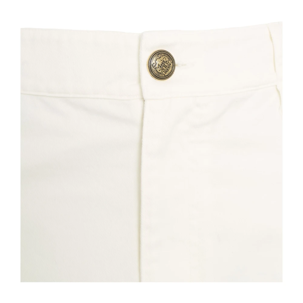 Jucca Witte Denim Mini Rok met Metalen Details White Dames