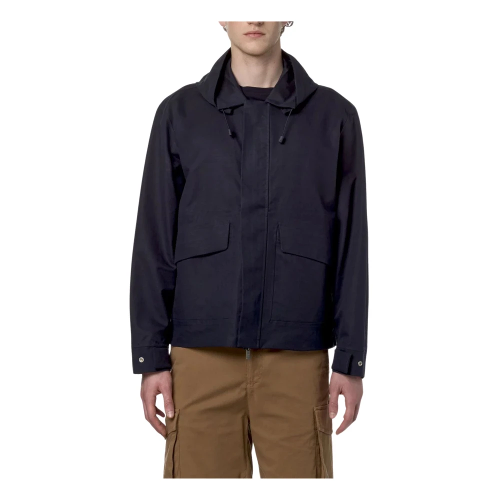 K-way Blauwe Linnen Blend Kinderjas Blue Heren