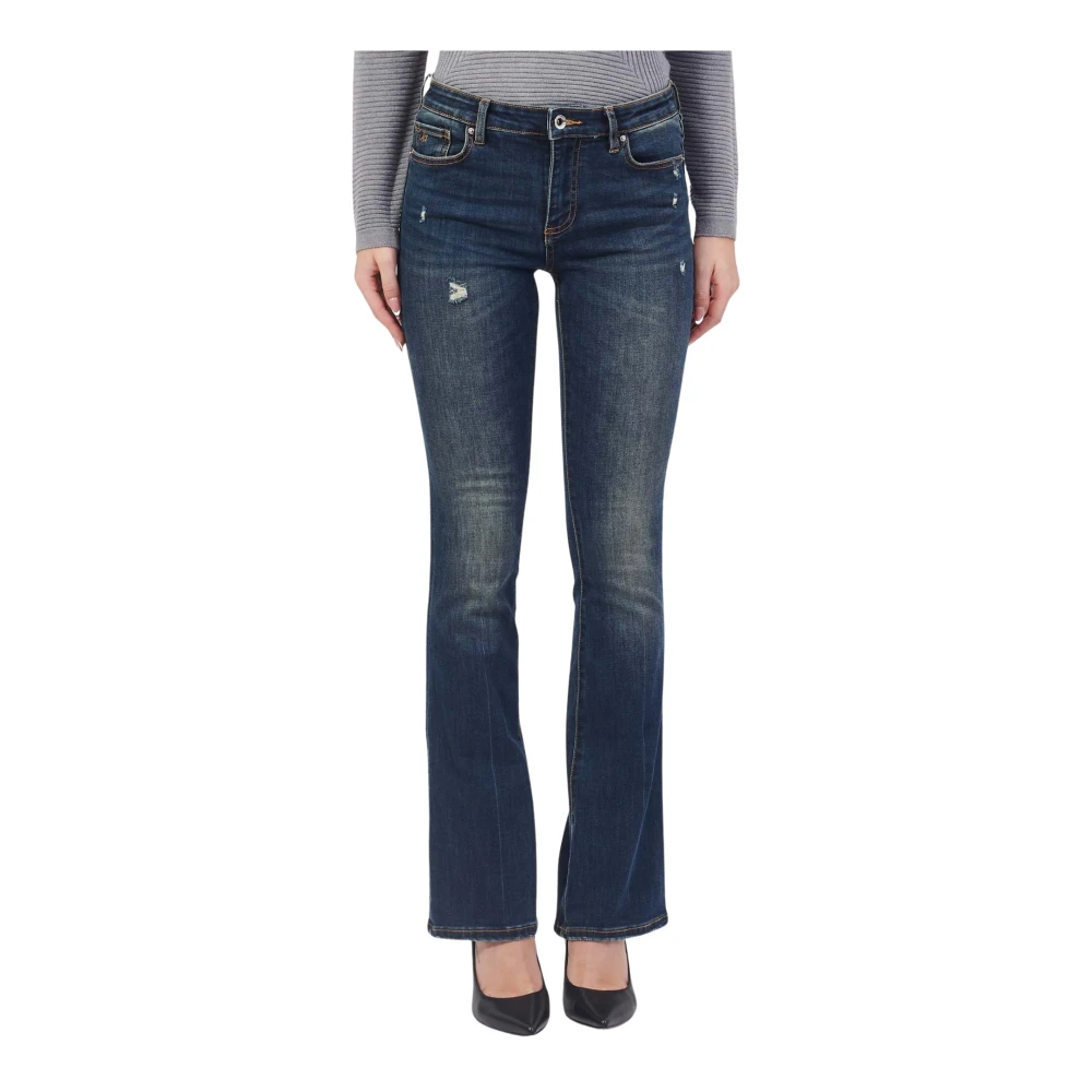 Armani Exchange Women's Blue Bootcut Jeans, W27, Slim Fit Denim Jeans Dark Wash