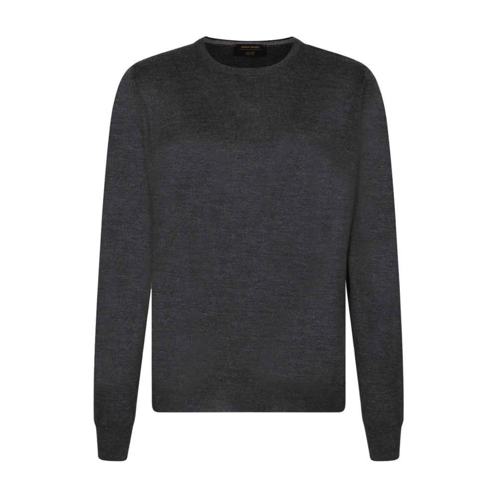 Gran Sasso Donkergrijze Crew Neck Wol Zijde Trui Gray Heren