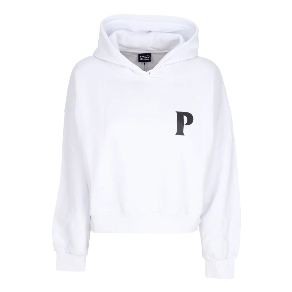 Propaganda Witte Croptop Hoodie met Logo Borduurwerk White Dames