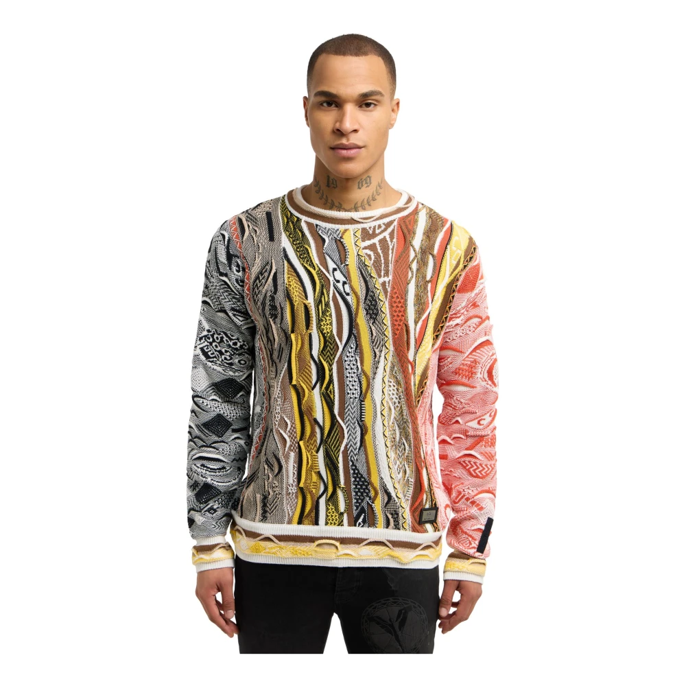 carlo colucci Kleurrijke Gebreide Trui Delueg Multicolor Heren
