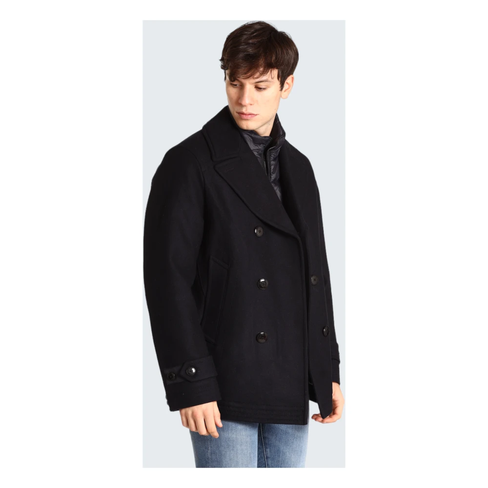 MCS Elegante Heren Korte Double-Breasted Jas Blue Heren