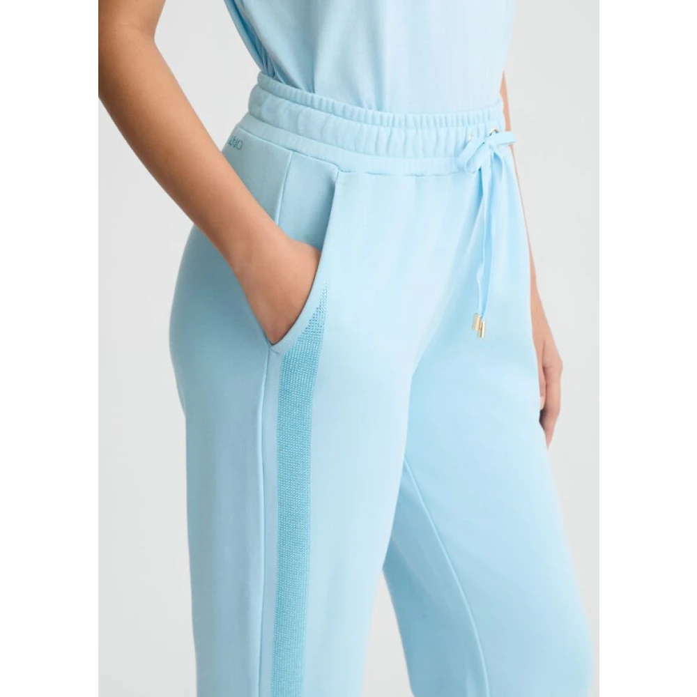 Liu Jo Blauwe sweatpants met strass Blue Dames
