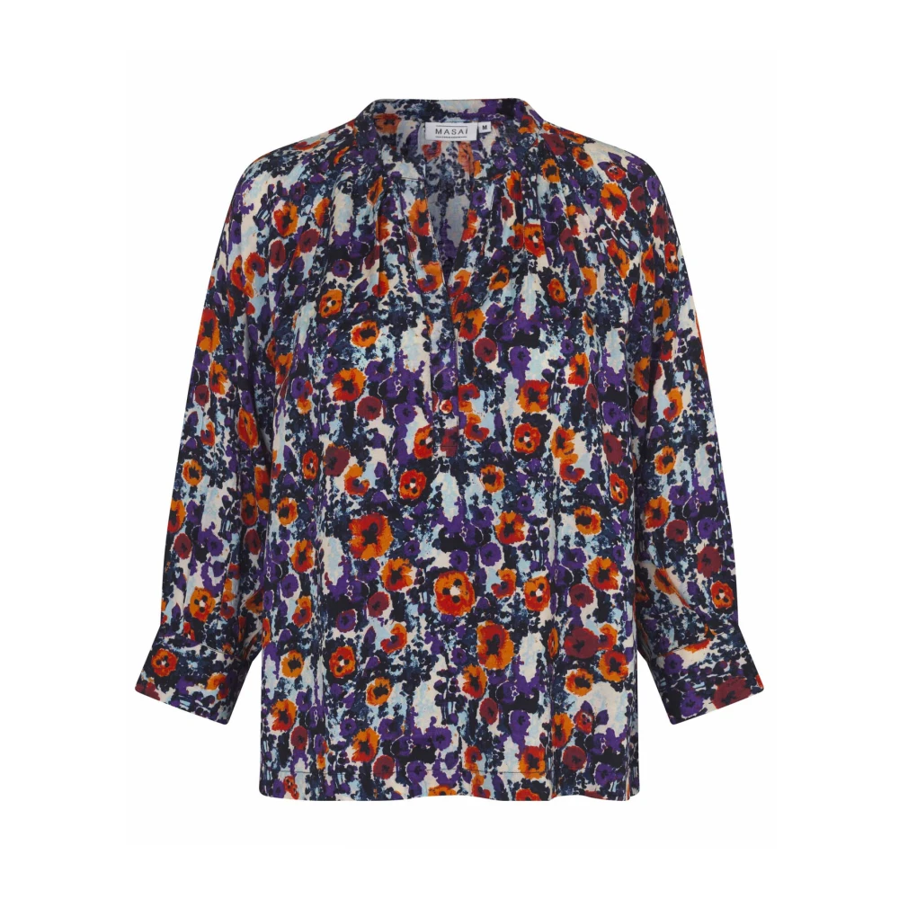 Masai Bloemenprint top met V-hals Multicolor Dames