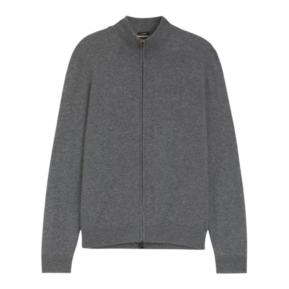 Hugo Gray Cashmere Cardigan With Two-Way Zip - Male - Cashmere Knitwear - Xl - Knitwear