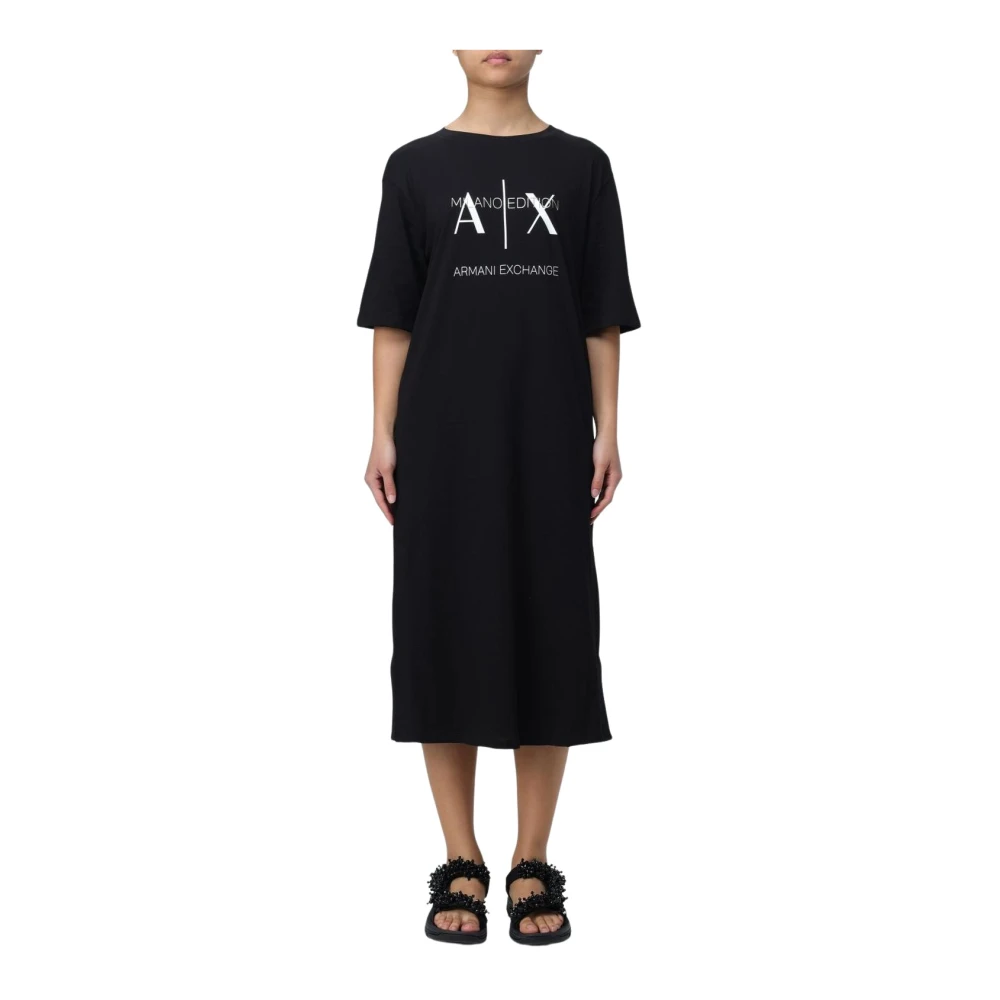 Armani Exchange Vrouw Zwart Dames, Jurken, : Katoen, Extra Klein