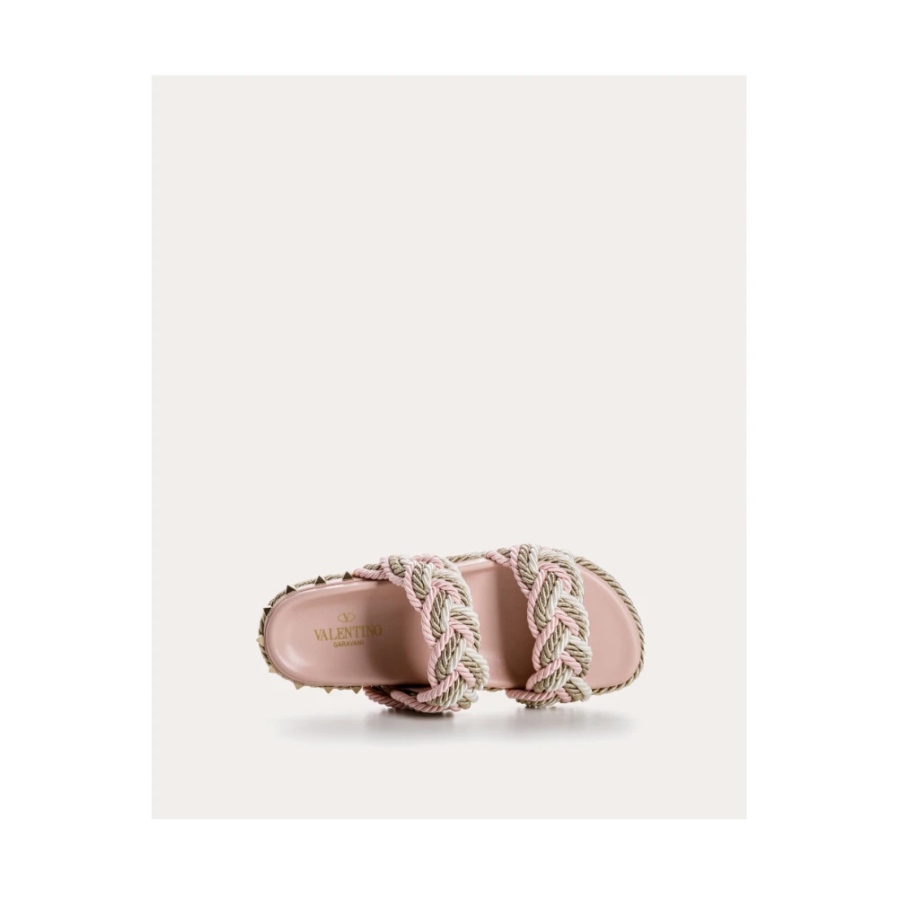 Valentino Rockstud Torchon Slippers Pink Dames