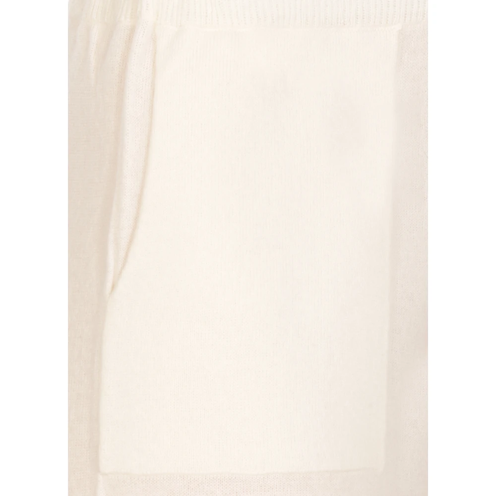 Antonelli Firenze Ivoor Wol Zijde Broek Elastische Taille Beige Dames