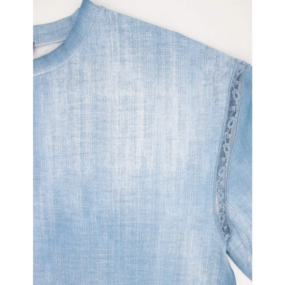 Ermanno Scervino Vintage Denim Wash T-shirt Blue Dames