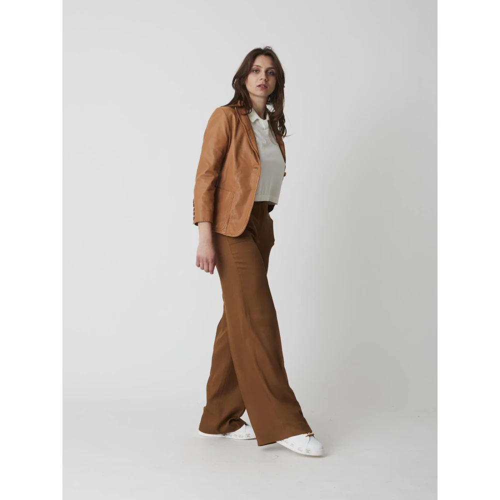 Bully Stijlvolle Leren Jas voor Vrouwen Brown Dames