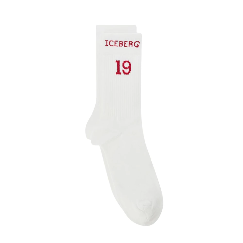 Iceberg Katoenen sok met logo en datum 19 en 74 Beige Heren