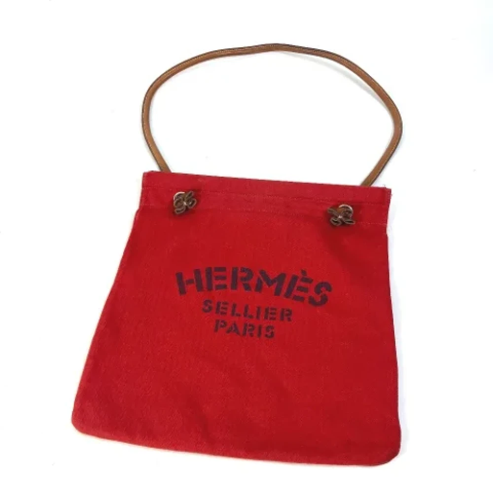Hermès Vintage Pre-owned Cotton shoulder-bags Red Dames