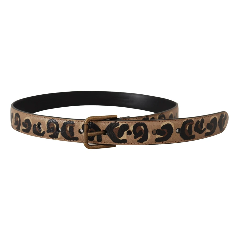 Dolce & Gabbana Elegante Riem met Gegraveerde Leren Gesp Brown Dames
