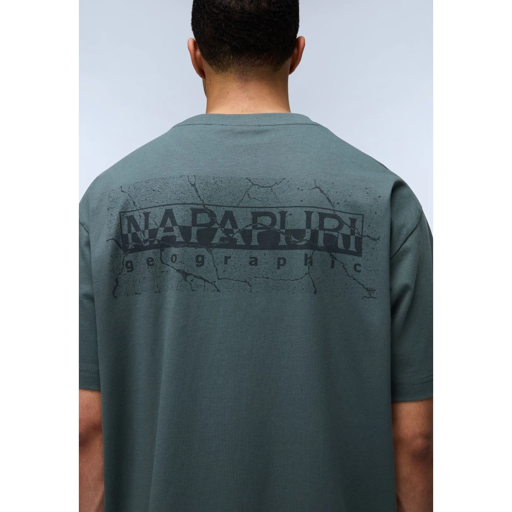 Napapijri Korte Mouw Bedrukt Katoenen T-shirt Green Heren