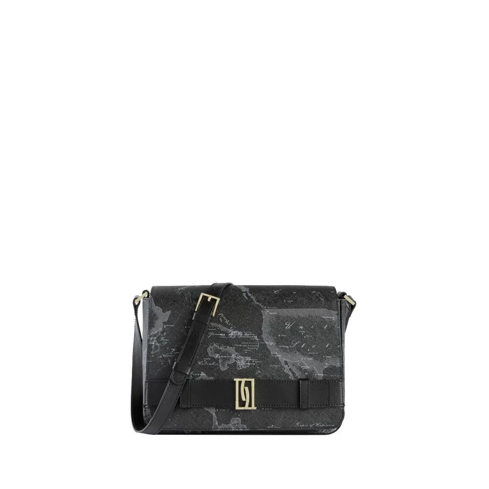 Alviero Martini 1a Classe Zwarte schoudertas met Geo Beige details Black Dames