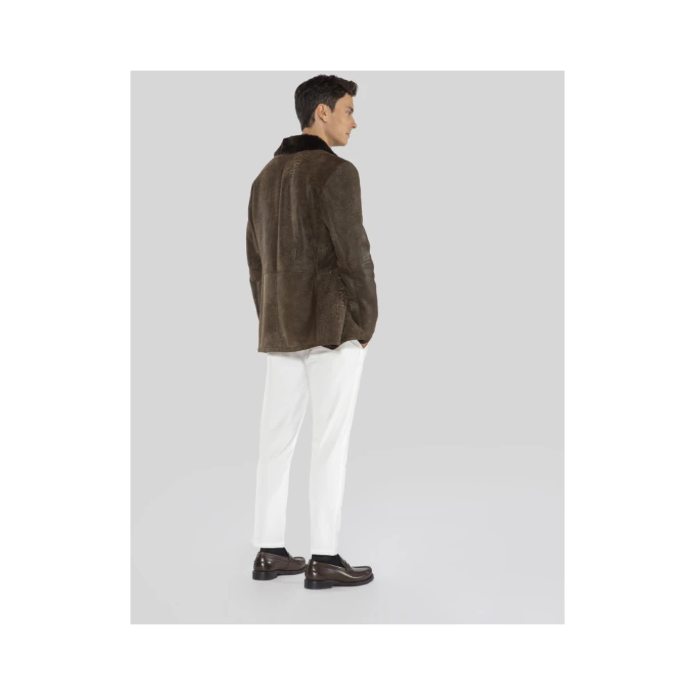 Gimo's Zachte Suède Shearling Jas Green Heren