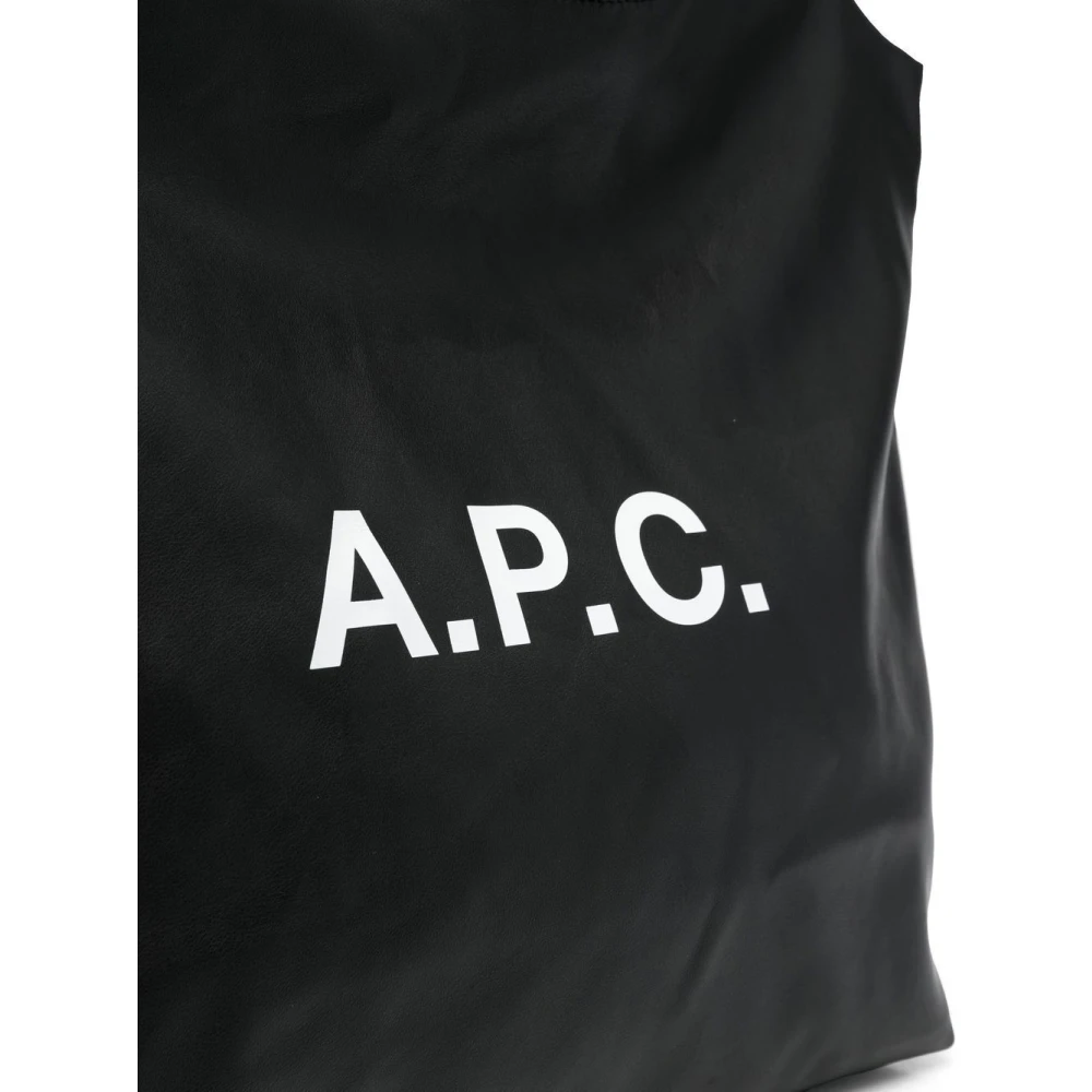 A.p.c. Bedrukte Tote Tas in Zwart Polyurethaan Black Dames