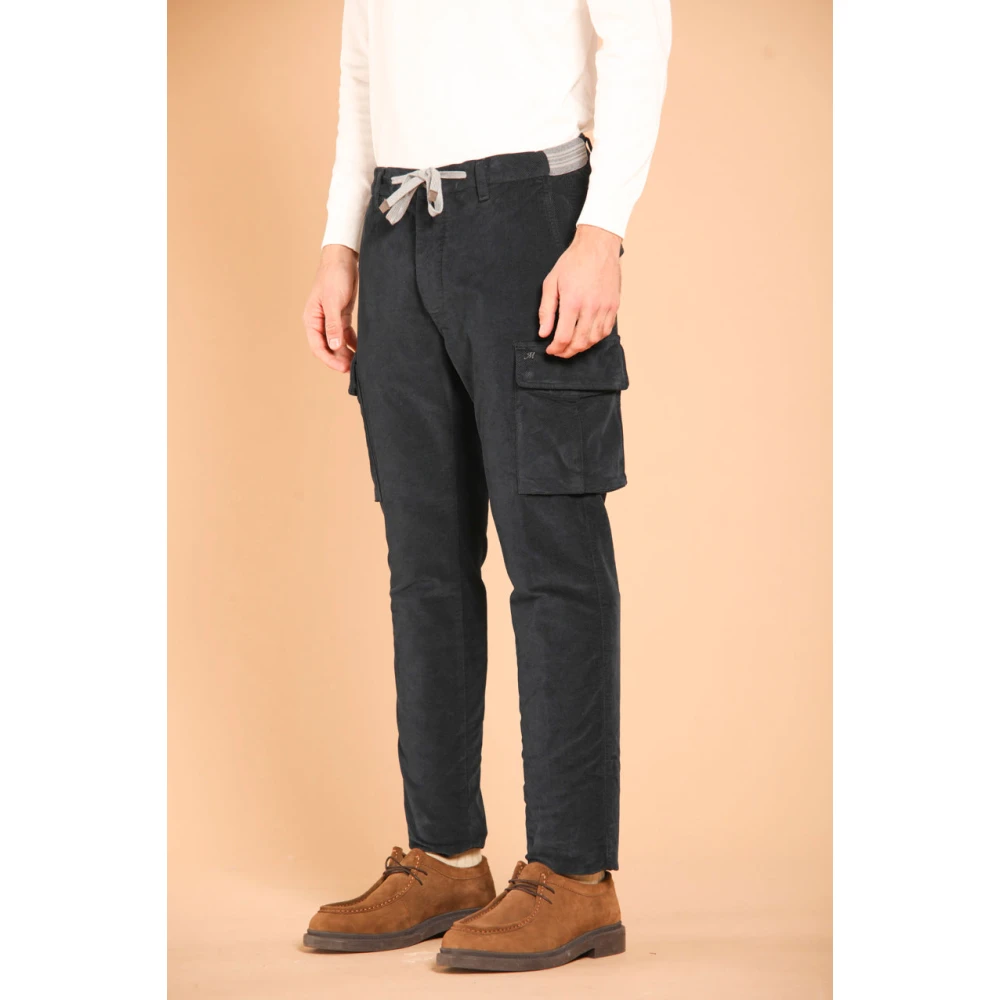 Mason's Navy Blue Cargo Broek Wortel Pasvorm Blue Heren