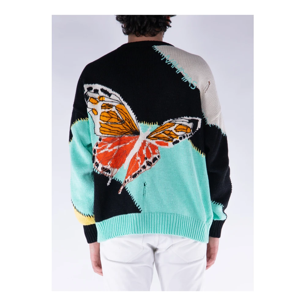 Nahmias Butterfly Intarsia Crewneck Sweater Multicolor Heren