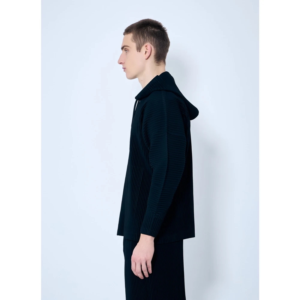 Issey Miyake Geplooide capuchontrui Black Heren