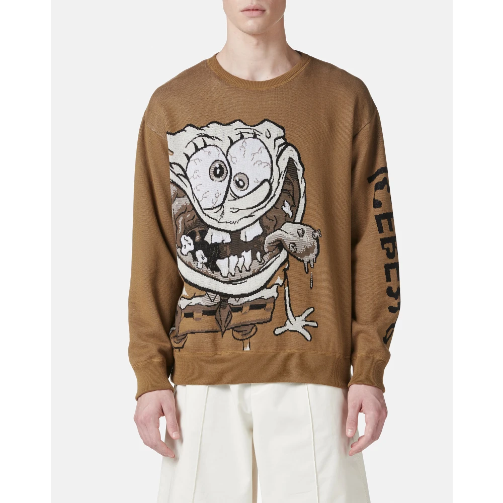 Iceberg Katoenen jacquard ronde hals trui met beer motief Brown Heren