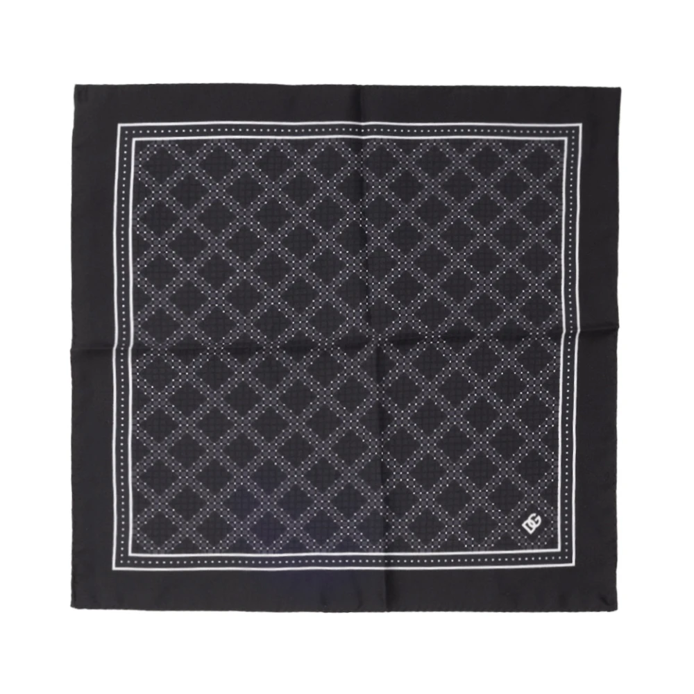 Dolce & Gabbana Men's Black Geometric Print Pocket Square Pouch