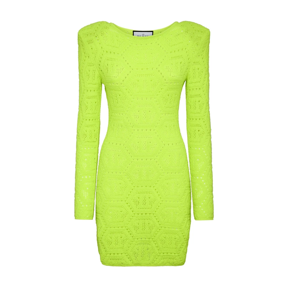 Philipp Plein Elegante Zwarte Jurk met Kantdetail Green Dames