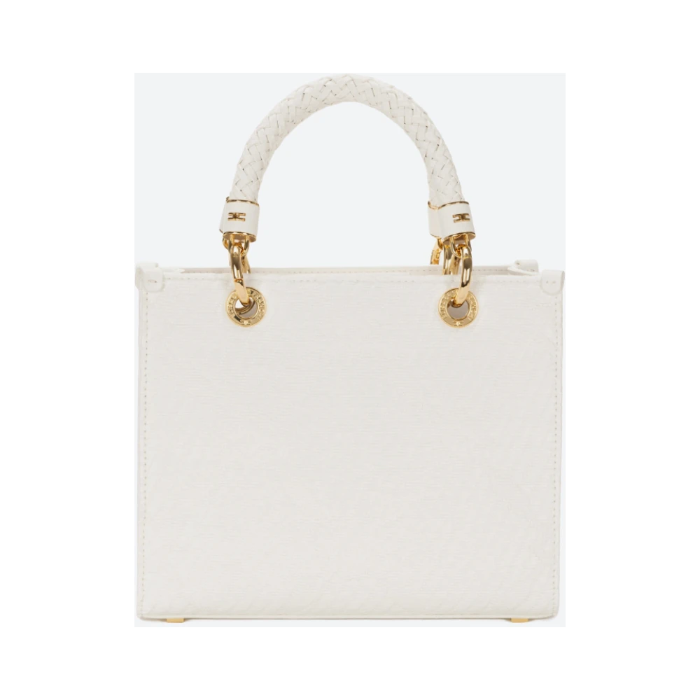 Elisabetta Franchi Kleine Jacquard Tote met Charms White Dames