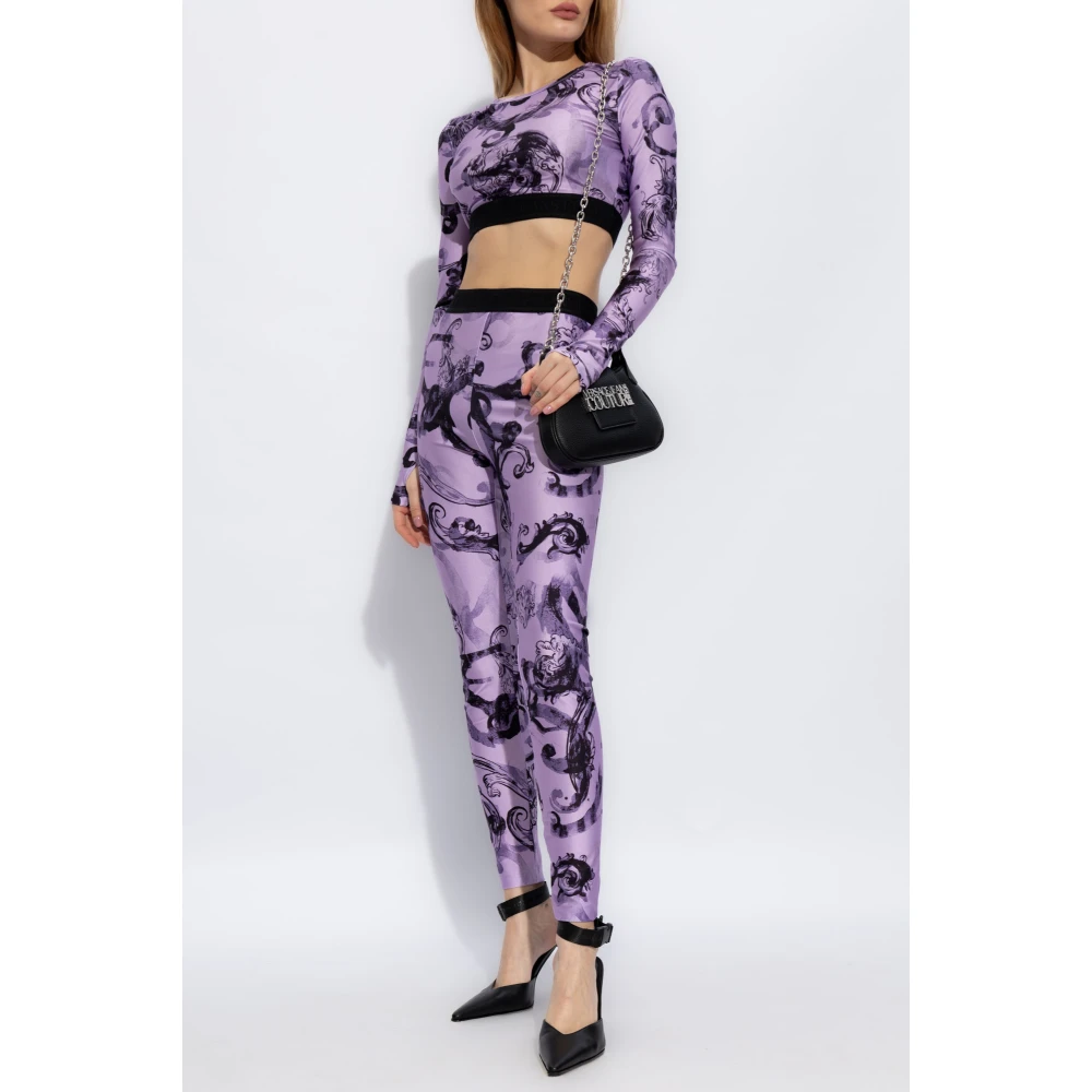 Versace Jeans Couture Leggings met logo Purple Dames