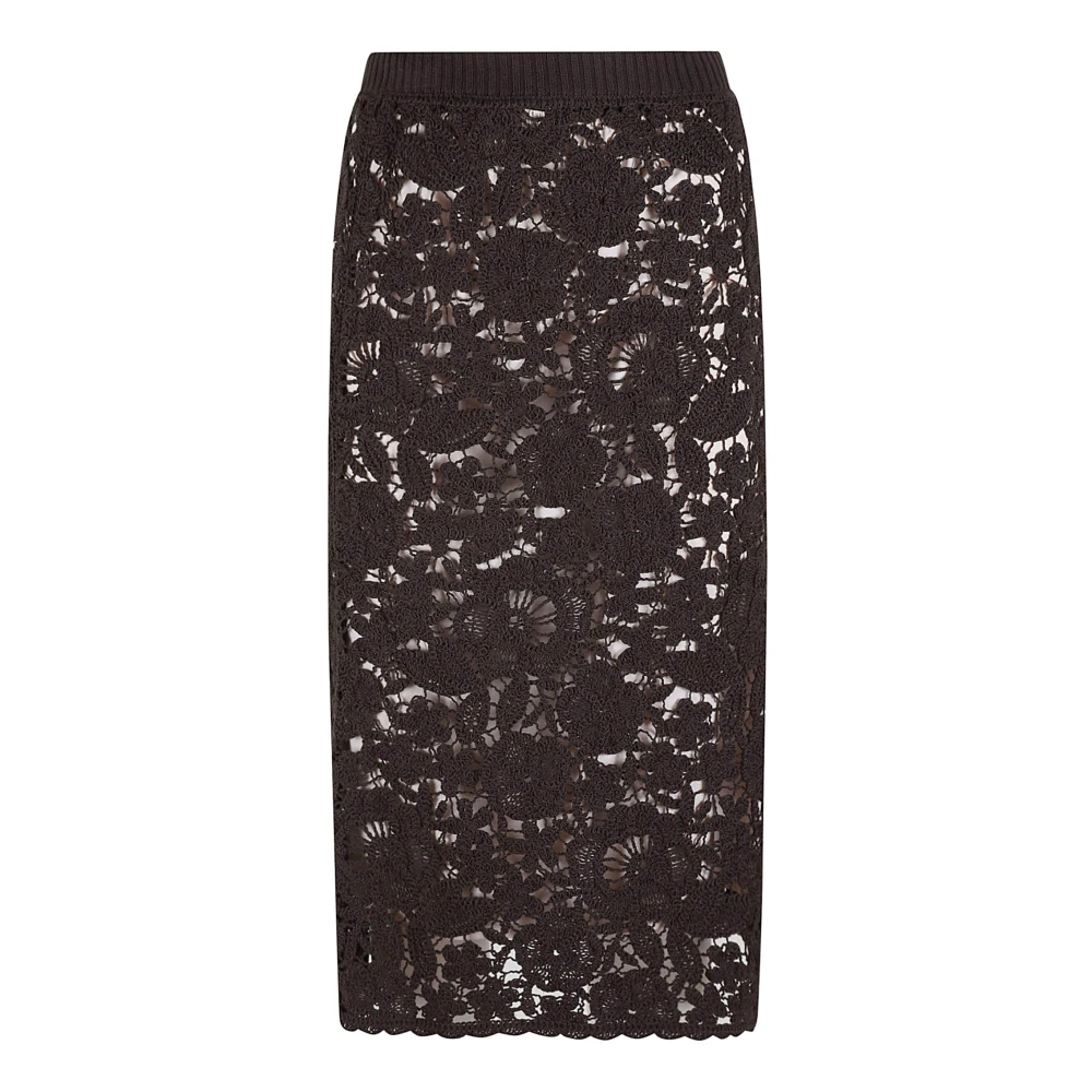 P.a.r.o.s.h. Kant Macramè Koper Rok Brown Dames