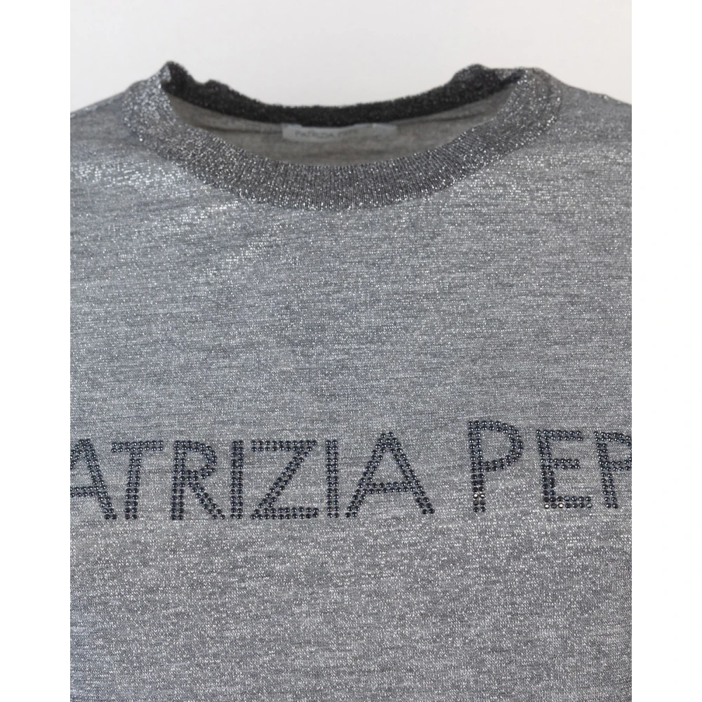 PATRIZIA PEPE Grijze T-shirts en Polos met Strass Logo Gray Dames
