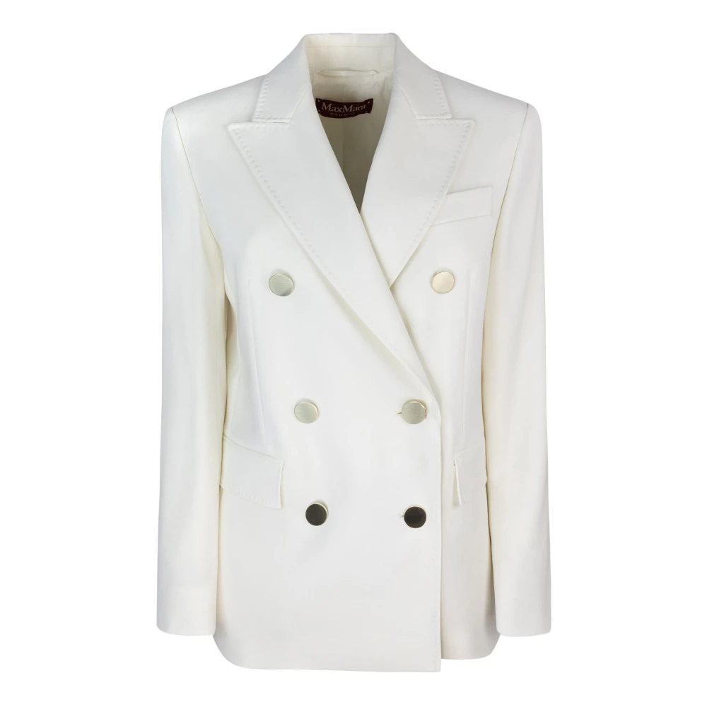 Max Mara Studio Witte Wollen Jas White Dames