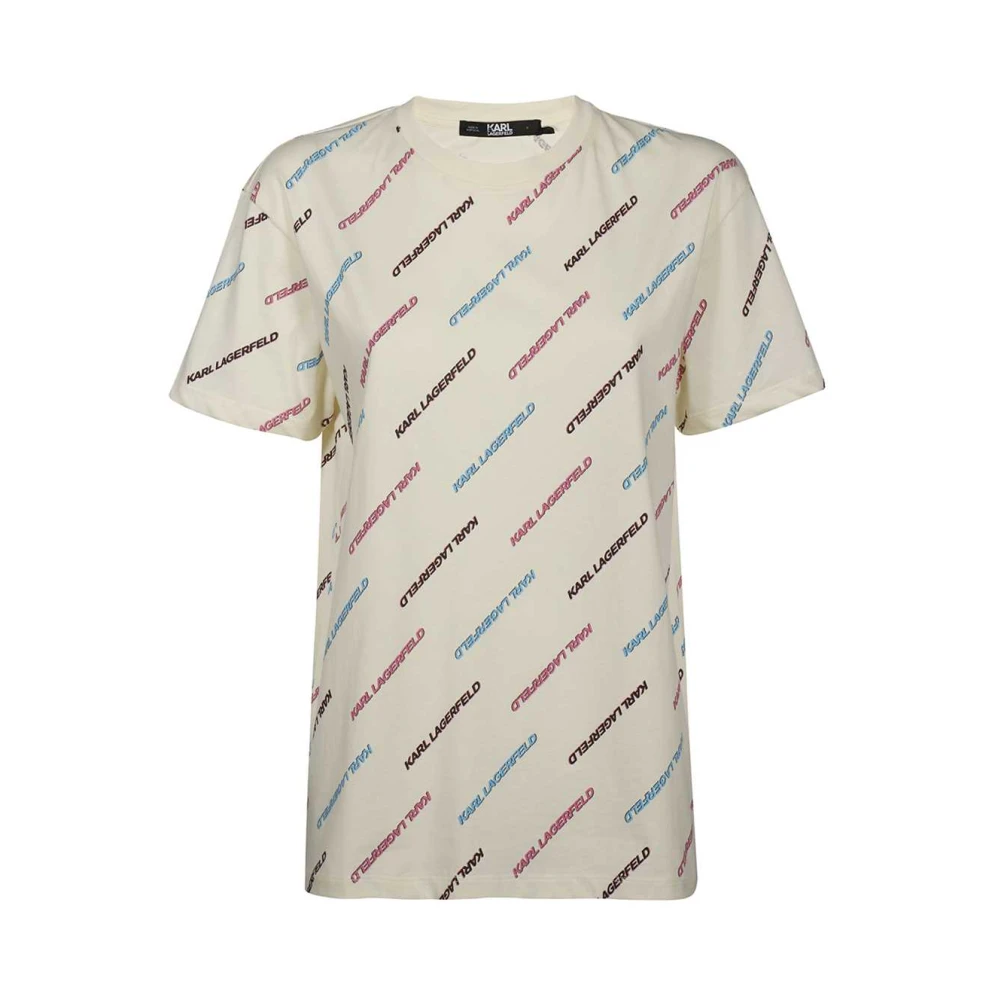 Karl Lagerfeld Logo Katoenen T-shirt Beige Dames
