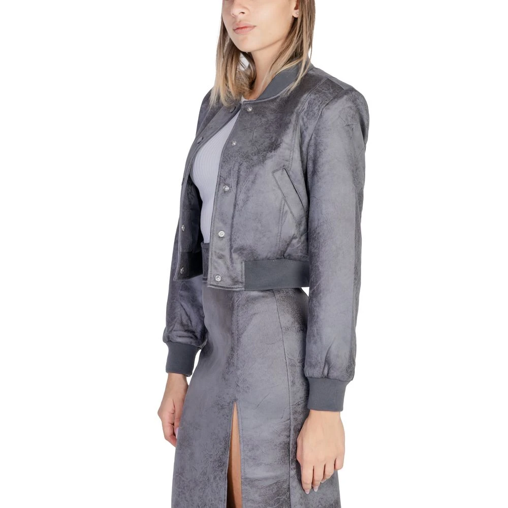 Only Grijze Kunstleren Jas & Mantel Gray Dames