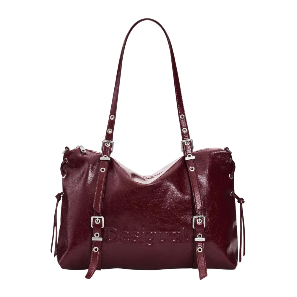 Desigual Bolso Lanuza Gra Con Medio Logo Bags Mujer Rojo 