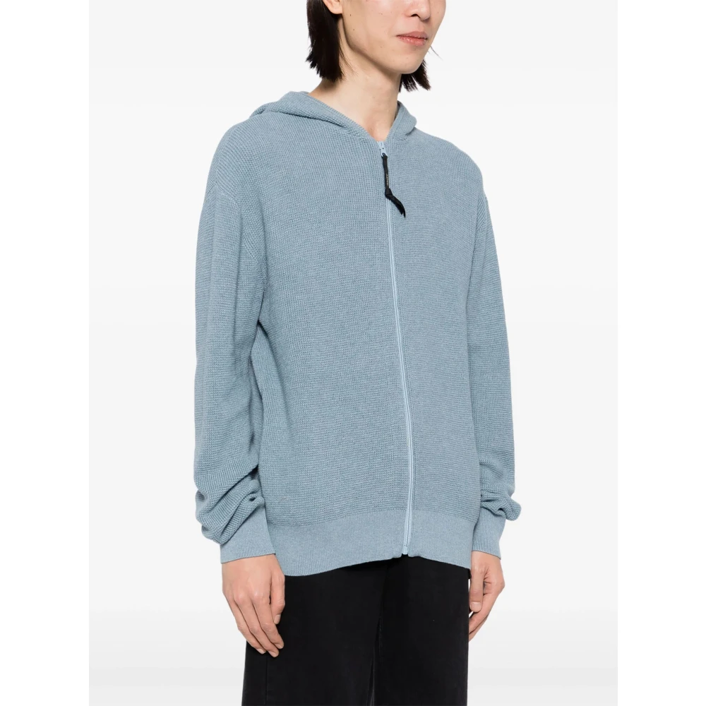 Aspesi Katoenen Gebreide Hoodie met Volledige Rits Blue Heren