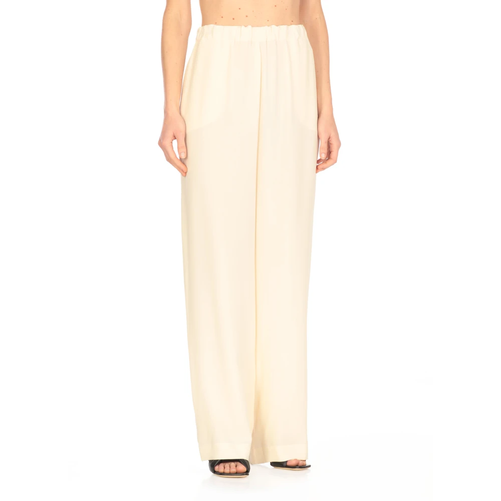 Fabiana Filippi Ivoor Viscose Blend Elastische Taillebroek Beige Dames