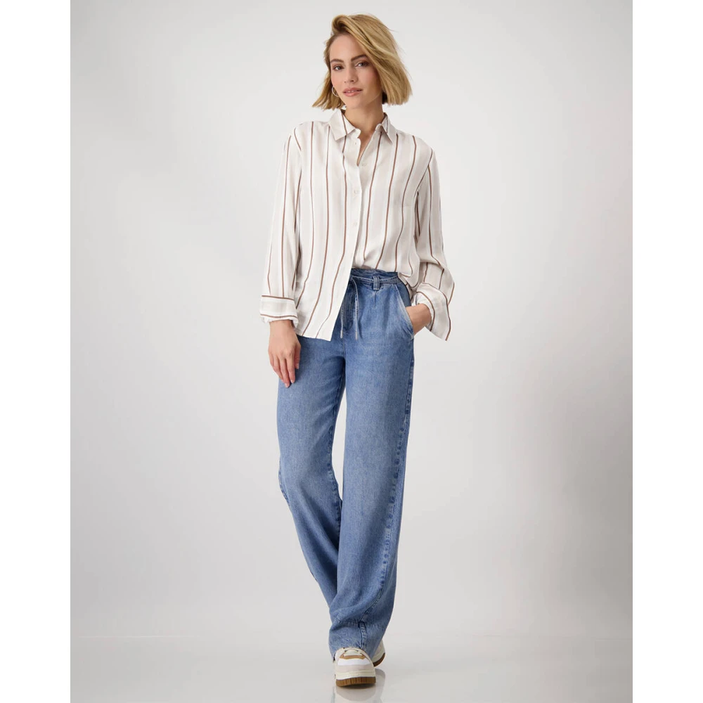 monari Blouse met Lange Mouw en Stijl 409501 Beige Dames