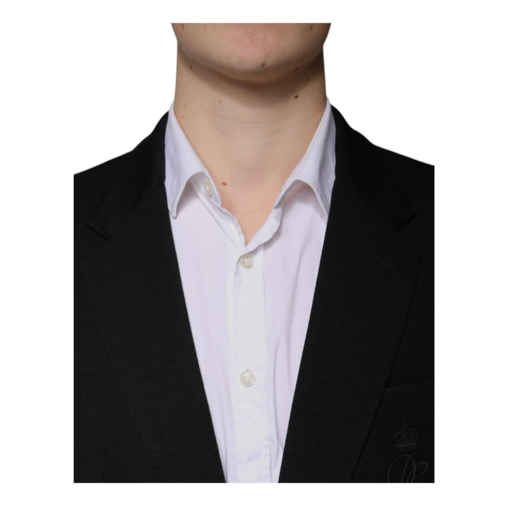 Dolce & Gabbana Zwarte Wol Slim Fit Blazer Black Heren