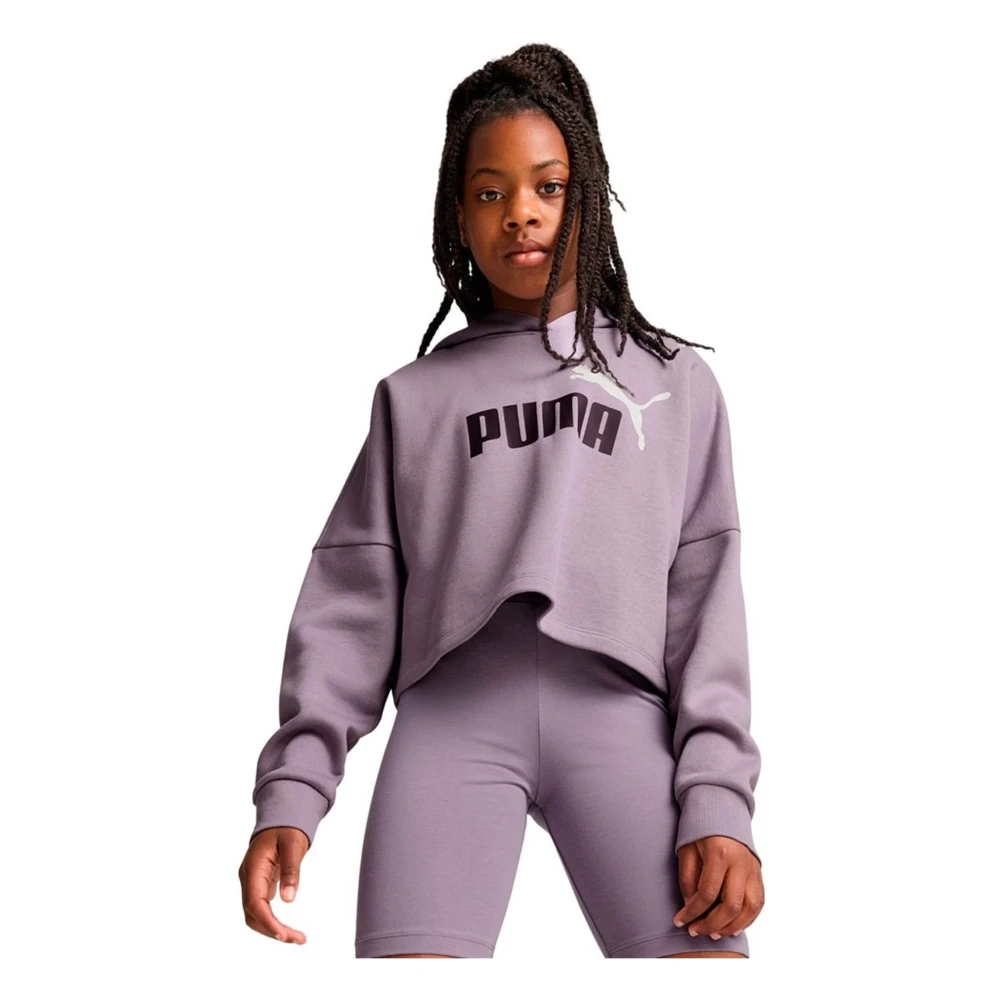 Puma Ess Logo Cropped Hoodie för Barn Purple, Flicka