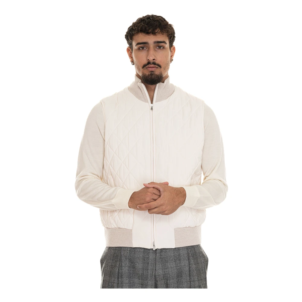 Gran Sasso Gewatteerde Gebreide Kraag Gilet met Zakken Beige Heren