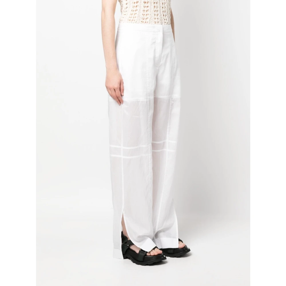 Jil Sander Wijde Pijp Witte Katoenen Broek White Dames