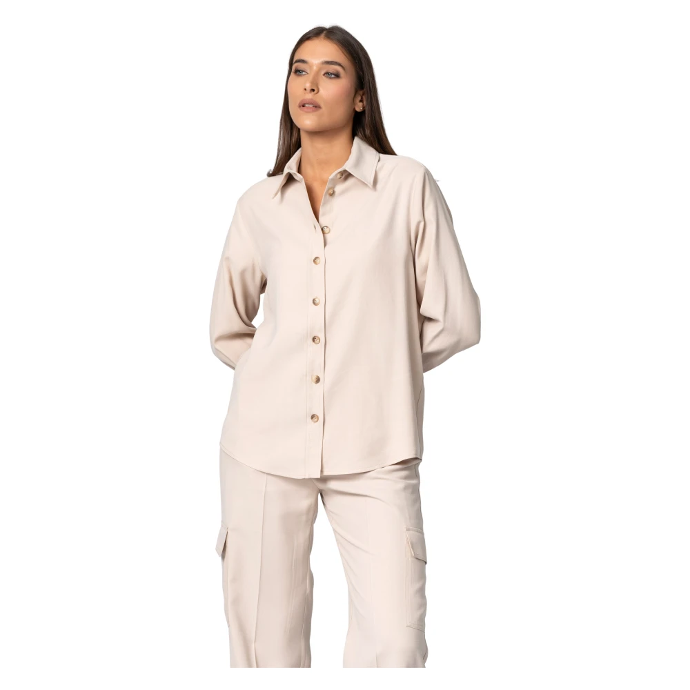 Kocca Women's Beige Shirts, S, Luxurious Long Sleeved Shirt