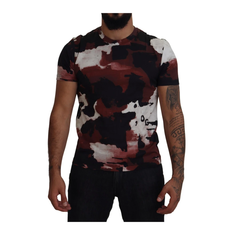 Dolce & Gabbana , T-Shirts, Male, Multicolor, Xs, Tie Dye Cotton Crew Neck T-Shirt