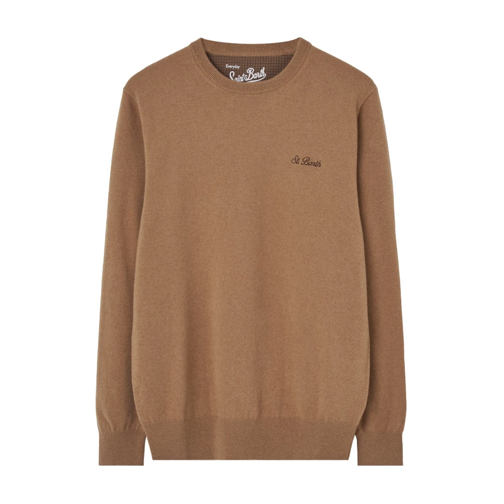 MC2 Saint Barth Bruin Logo Jersey Sweater Brown Heren